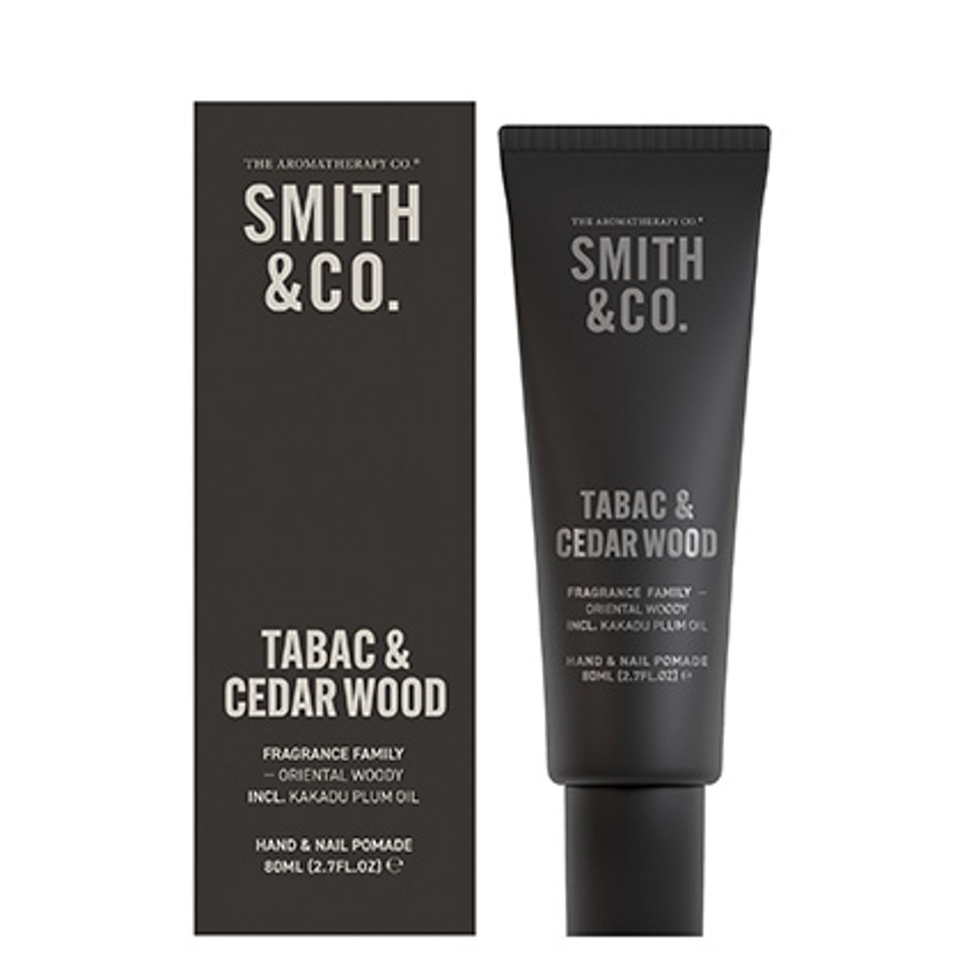 The Aromatherapy Co. - Smith & Co. 80ml Hand & Nail Pomade - Tabac & Cedar Wood | Kakura Plum Oil & Marula Oil Skin Moisturiser - Vegan & Cruelty-Free/Made in New Zealand.