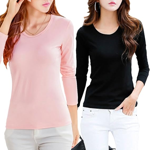 Amazon Stella Cham 裏起毛 インナー Tシャツ レディース ベーシック カットソー 綿 ロンt 長袖 0165 グレー Tシャツ カットソー 通販