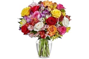 From You Flowers - Deluxe Bright & Sunny Roses with Glass Vase | Fresh Flower Bouquets for Birthday, Anniversary, Get Well or Celebration