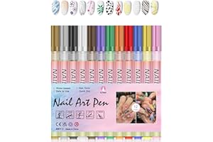 Nail Paint Pens,12 Colors 0.7mm 3D Nail Paint Art Pen - Fingernail Molding Markers | for Home Salon Party Formal Wedding Trav