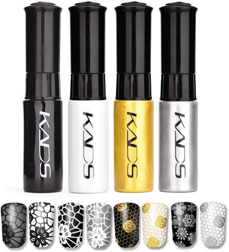 4 Colors Nail Stamping Polish Detailed Painting Stamping Polish Plastic Bottle Colourful Pigment Nail Stamping Gel Manicure Design Drawing Tool 10ml