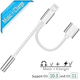 Lightning to 3.5mm Adapter for iPhone7/7 Plus iPhone X10/8/8Plus, Aux Headphone Connector Jack Audio Cable Splitter Music+ Charge Accessory, Lightning Cable Support iOS 11/ 10.3 or Later (Silver)
