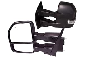 AERDM New Pair towing mirror Black Housing fit for 2015 2016 2017 2018 Ford F150 Pickup Truck Towing Mirrors w/Turn Signal, Auxiliary Lamp