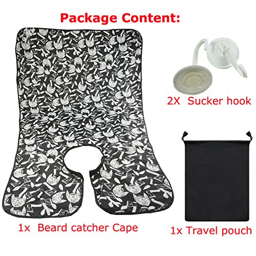 Colorfulife Beard Catcher Cape Apron Beard Trimming Bib Aprons for Shaving ,Hair Clippings Grooming Capes Cloth (Black)