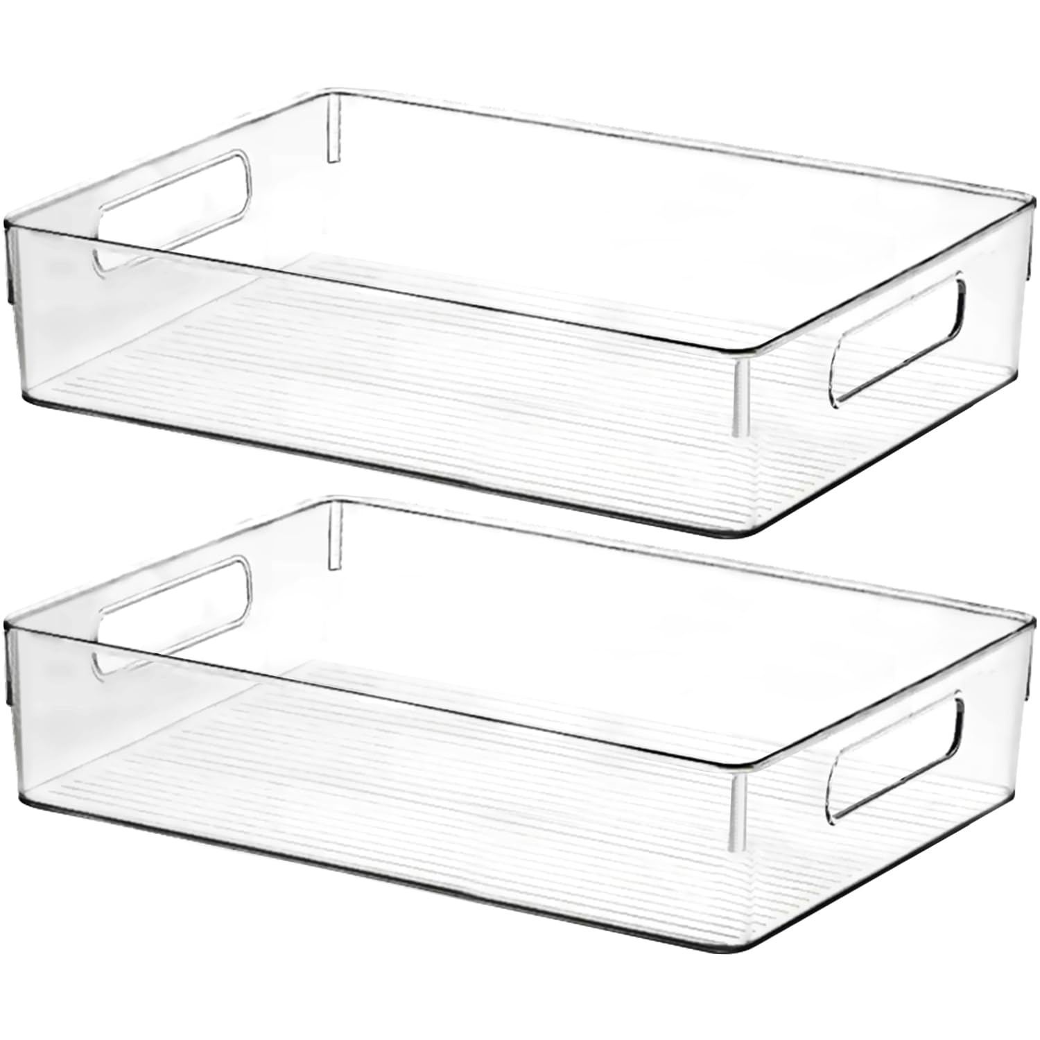 Photo 1 of Clear Plastic Storage Bins, Perfect for Kitchen Organization or Pantry Organization and Storage, Large Fridge Organizer Plastic Bins, Pantry Organization and Storage Bins, Cabinet Organizers