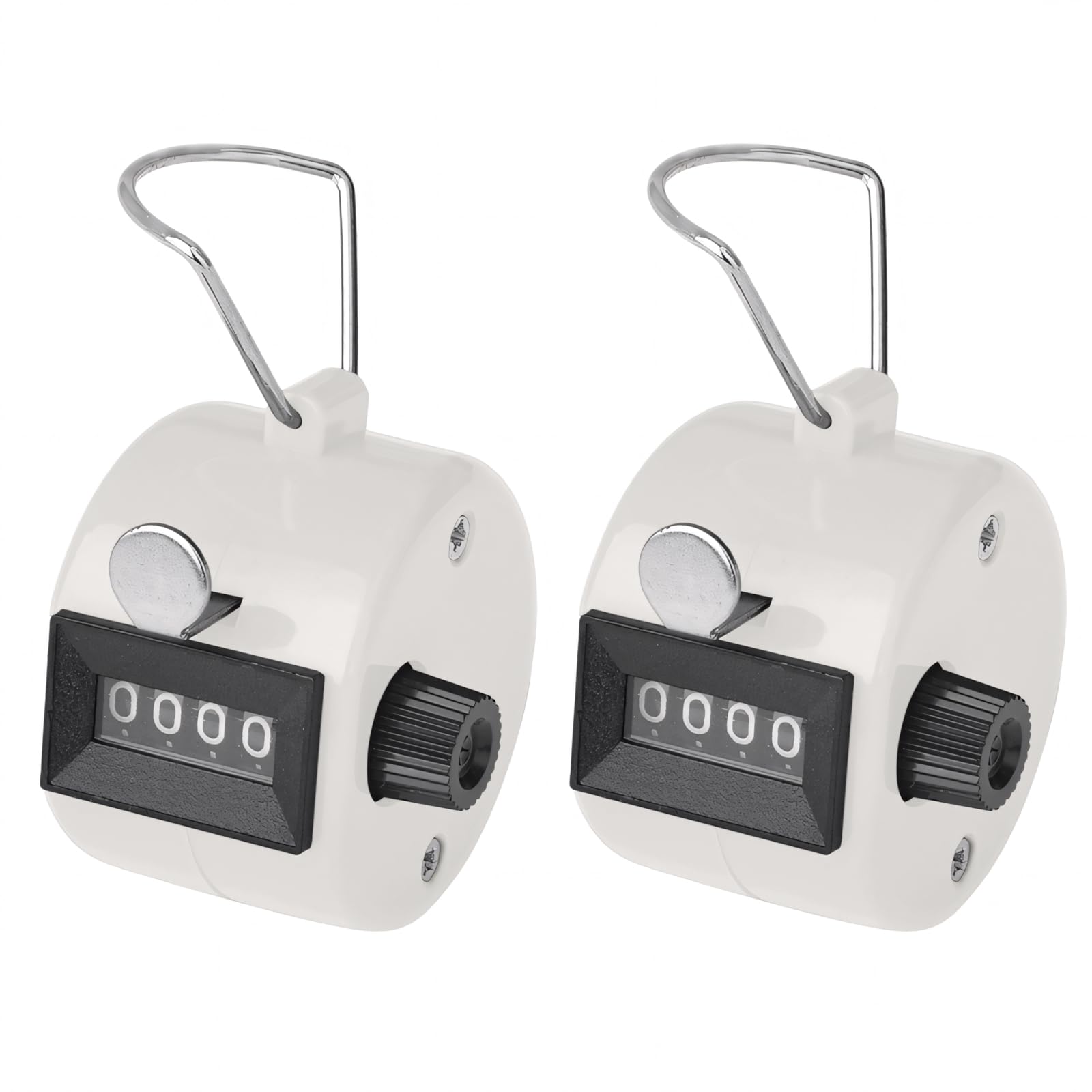 TOPTIE 2 PCS Clicker Counters 4-Digit Tally Counters Plastic Mechanical Number Pitch Counter for Sports Events- White
