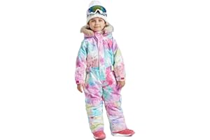 SNBOCON Kids Girls Boys Waterproof Colorful One Piece Snowsuits Coveralls Ski Suits Jackets Winter Jumpsuits