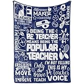 Huglanket PE Teacher Appreciation Gifts for Men, Women, Flannel Blanket Throws with Message for Birthday, Christmas, Retirement (50"x 65")
