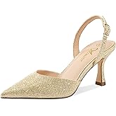 Athlefit Closed Pointed Toe Heels for Women Dress Work Wedding Party Slingback Stiletto Pumps Shoes