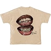 Verdusa Women's Plus Size Graphic Tees Y2K Oversizzed Tees Drop Shoulder T Shirts Hip Hop Streetwear