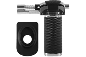 for Refillable Butane Blow Torch with for Auto Ignition, Windproof Flamethrower for Industrial Repair and Cooking, Black