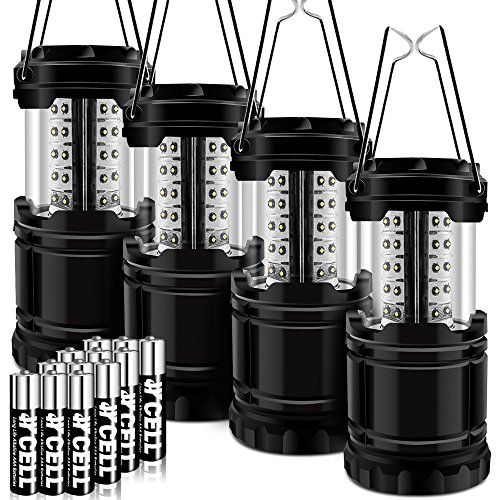 LOVIN PRODUCT Camping Lantern, Portable LED Camping Lantern Flashlights; Super Bright, Battery Powered, Collapsible Lightweight Camping Lights for Hiking, Emergency, Hurricane, Power Outage (4 Pack)