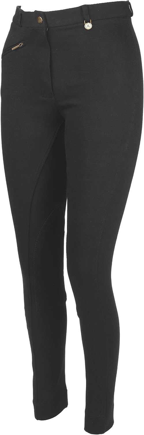Avon Equine Women's Cotton Lycra Jodhpurs JODPHURS JODS Soft Knee Patch Equestrian 4 Way Stretch Ladies Horse Riding Pants (Grey, 24) - Image 4
