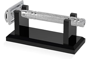 Linkidea Acrylic Men's Razor Stand, Stable Bathroom Holder for Safety Razors, Easy Clean, Compatible with Viking Blade Chief & Shaving Revolution Razors (Black)