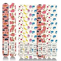 JPACO 12 PCS Professional Nail Files 120 240 Grit (6 Cute Designs) for Press Ons, Gel, Acrylic, Crystal, Natural Nails. Double Sided Emory Board & Washable (12 Pack)