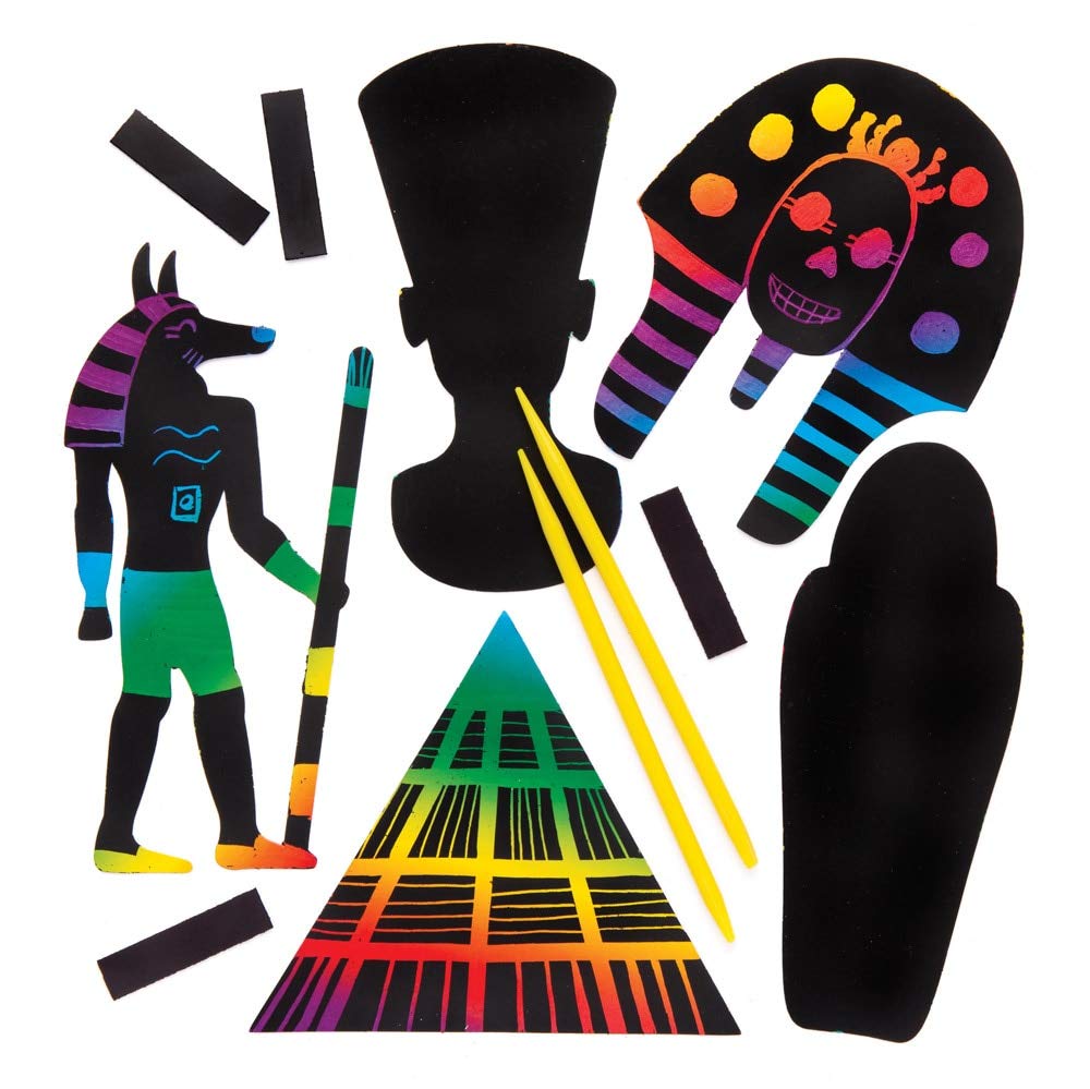 Baker Ross AW703 Ancient Egypt Scratch Art Magnets (Pack of 10)