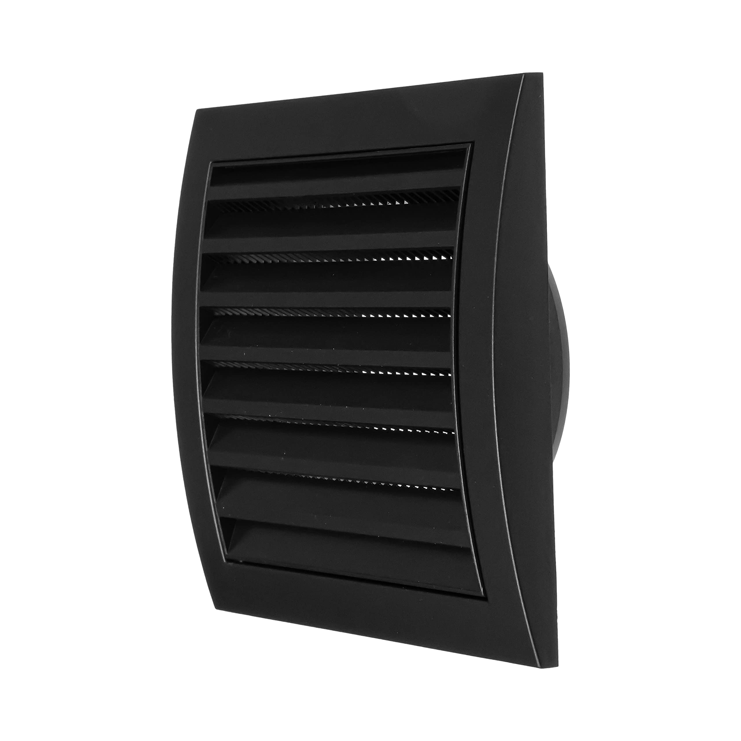 Anthracite Exhaust Hood Vent 4'' Inch / 100 mm with Flange and Built-in Mesh Guard Screen, Black, Air Vent Cover, HVAC Exhaust Vent Duct Cover, Exhaust Cap