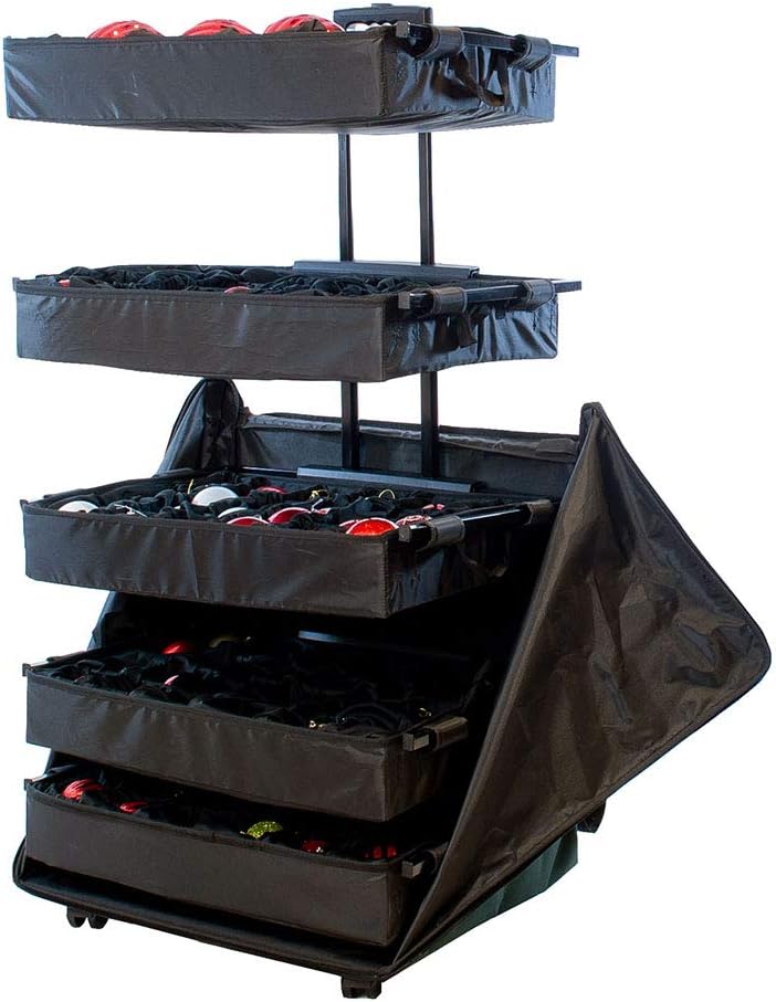 Holiday Décor Storage - [Telescoping Christmas Ornament Storage Box with Dividers] - Deluxe Ornament Keeper (Holds 120 Ornaments up to 4 Inches Tall by Nearly Any Width and Length) | 5 Removable Trays with Moving Separators