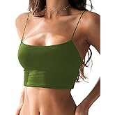 Abasona Women's Sexy Spaghetti Strap Camisole Tank Tops Y2k Tube Slim Fitted Yoga Basic Cami Crop Top