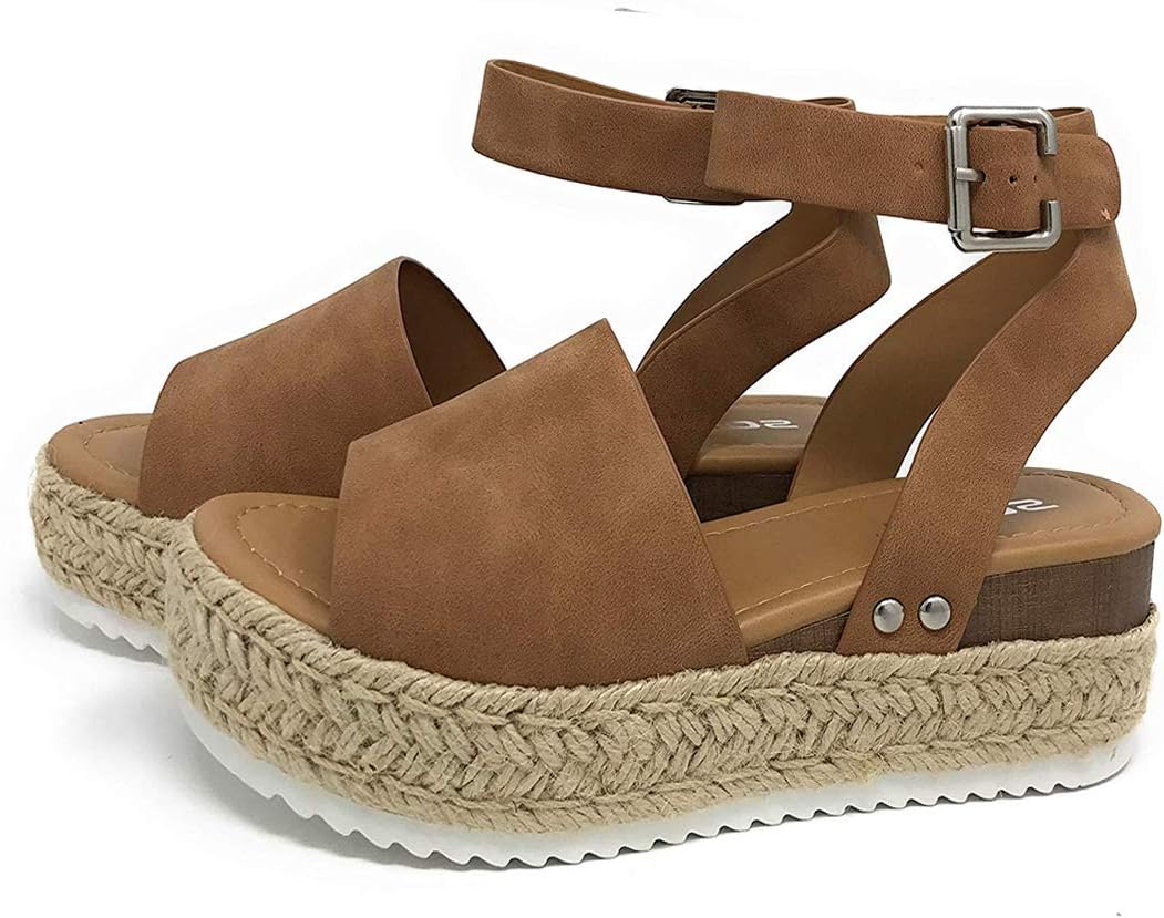 Wedges Sandal Summer Espadrille for Women, Ankle Strap Open Toe Flatform Sandals