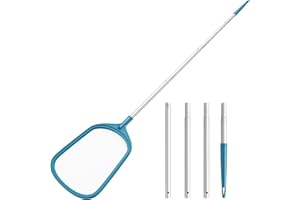 SORSWEET Professional Pool Skimmer Net 57.5 inch with 4 Aluminum Poles - Fine Mesh for Fast Debris Removal - Ideal Pool Nets for Cleaning Ponds, Spas, and Hot Tubs - Efficient Pool Maintenance