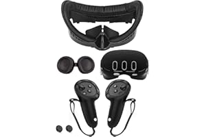 APOSU Facial Interface Set for Meta Quest 3 Accessoris, Bracket Frame & PU Foam Face Cover & Silicone Controller Grips Cover, Lens and Shell Protective Anti-Leakage Nose Pad for Oculus Quest 3