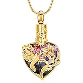 zeqingjw Heart Urn Necklace for Ashes Pendant Crystal Hummingbird Memorial Pendant Cremation Jewelry Human Pet Ashes Holder Keepsake Gift