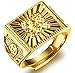 ALPS Men's Gold Ring 18K Gold Plated Luxurious Shiny DO NOT Fade Golden Rich Ring Size Adjustable (Gold Ring Wealth)