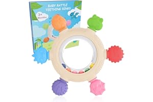 Yoolane Baby Teething Rings Toys [Original] - Silicone Rattle Teether for Babies, Dinosaur Sensory Teething Relief Chew Toy, 