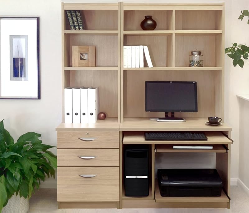 R. White Cabinets SET-17-IN Computer Desk Workstation Hutch UK Sandstone