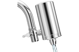 Hansing Faucet Water Filter, 1200-Gallons Water Faucet Filtration System, 304 Stainless Steel Tap Water Filter with with Dual 360-degree Swivels, Remove Chlorine, Lead, Odors, Bad Tastes and More