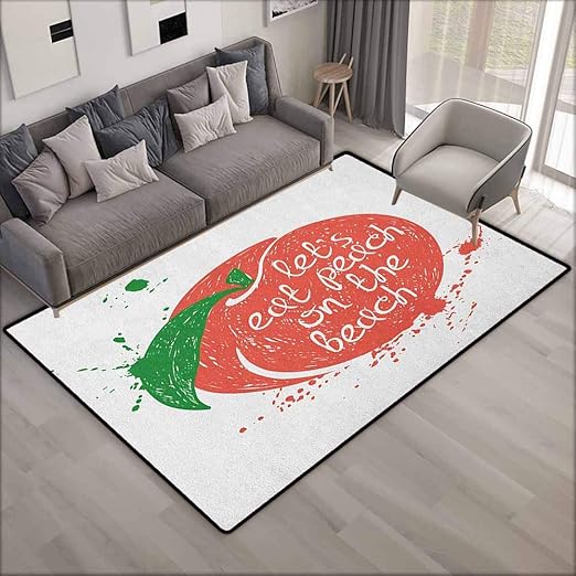 Alfombra para Dormitorio, diseño de Frutas de melocotón con Tallo y