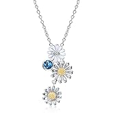 YAFEINI 925 Sterling Silver Daisy Necklace Daisy Flower Pendant Jewelry for Women
