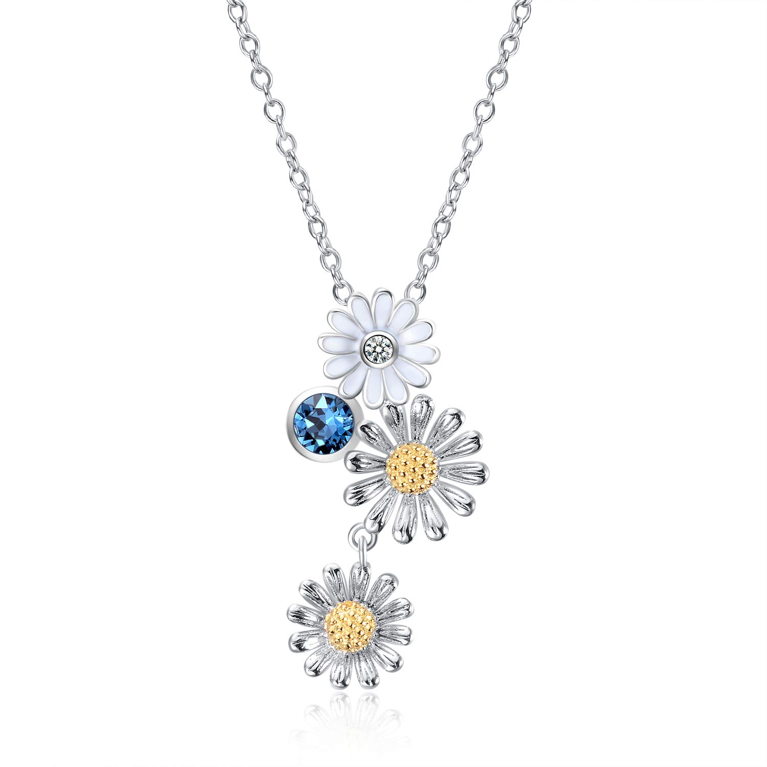 YAFEINI Daisy Necklace for Women 925 Sterling Silver Daisy Necklace Daisy Flower Pendant Daisy Jewellery Gifts for Women Girls