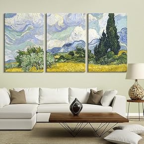 3 Panel Wheat Field with Cypresses by Vincent...