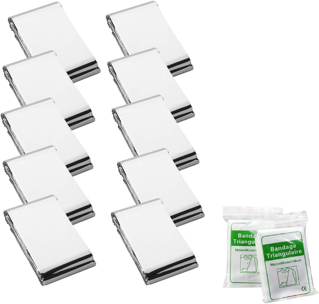 Somine Emergency Blankets(10-Pack) Large Size 210 X 160CM Shiny Maintain Body Heat For Outdoor Sport (Gold&Silver)