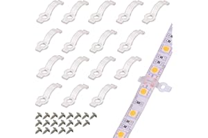 VIPMOON 100pcs Led Light Strip Mounting Clips 8mm Wide Strip Light Mounting Brackets Led Light Holder Fixing Clips for IP65 Waterproof 3528 2835 LED Strip Light, 100pcs Screws Included