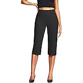 ISEEGZ 18'' Capri Pants for Women Dressy Stretch Pull On Womens Capris with Pockets Petite Summer Office Work Casual