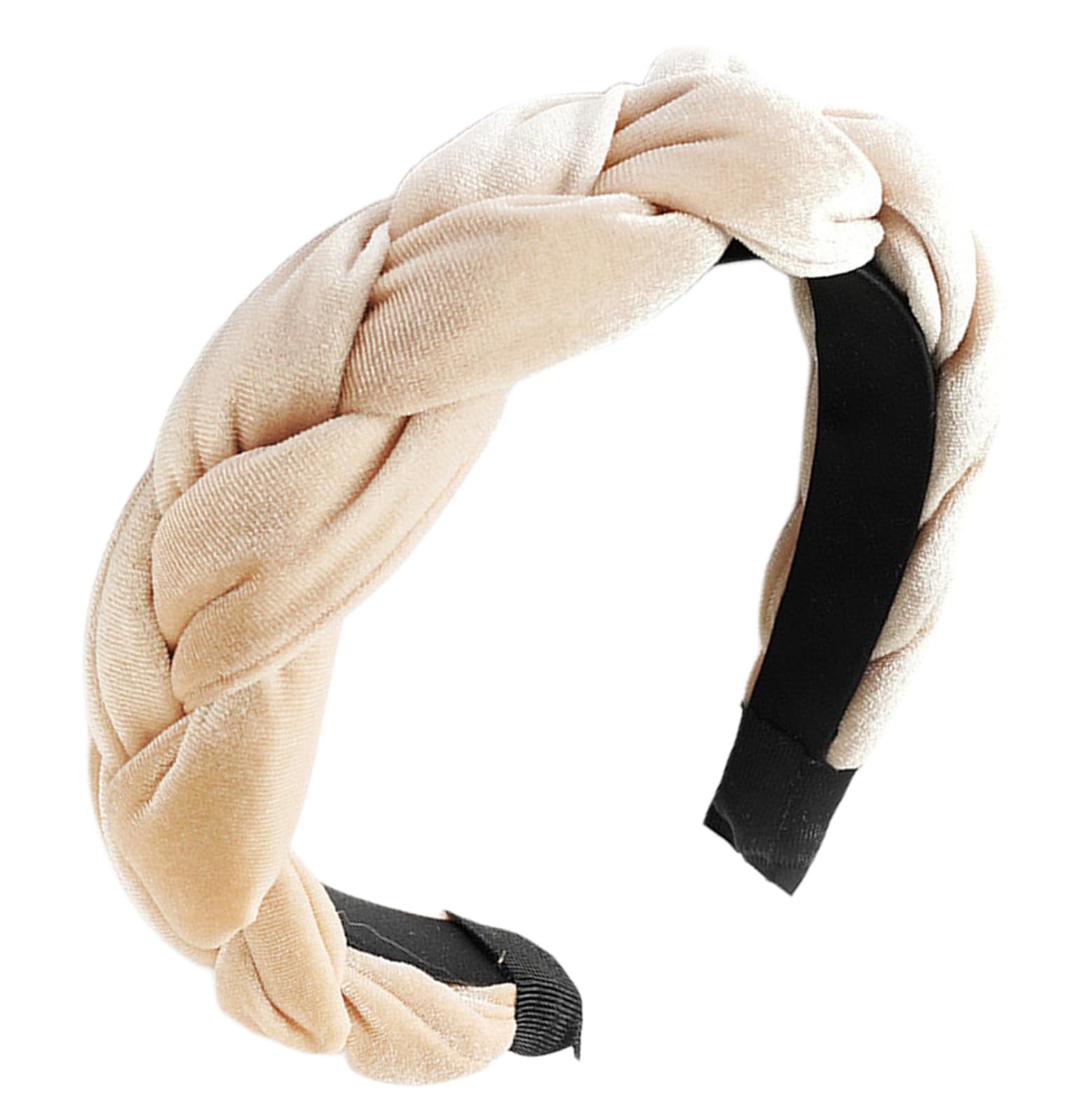 scicent Headbands for Women's Hair Velvet Criss Cross Wide Braided Hairband Soft Cute Hair Accessories for Travel Dating Washing Face Beige 9505