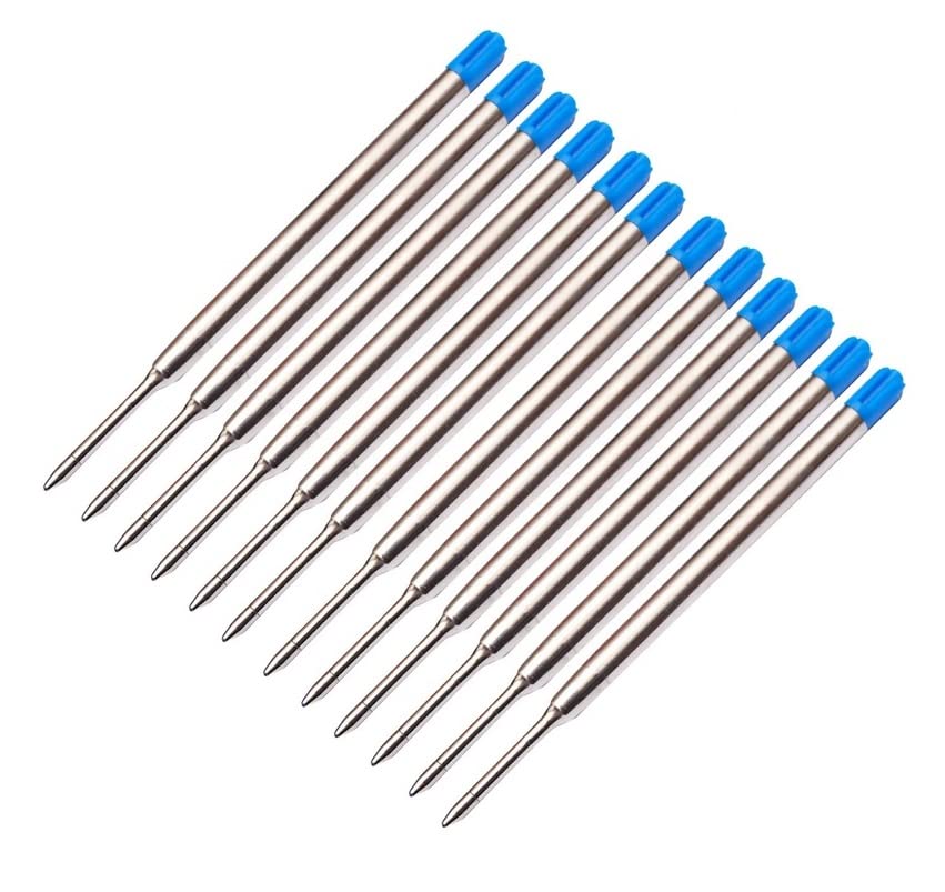 10 x Blue Ink Refill Cartridges | Compatible with All Modern Parker Ballpoint Pens | Medium Size Nib 0.7mm Blue Pen Refills