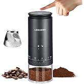 LEBURRY Burr Coffee Grinder - Portable Espresso Grinder for Travel, Camping | Stainless Steel Conical Mill, Cordless/Rechargeable, 38 Adjustable Grind Settings