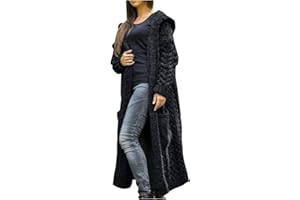 WPOUMV Oversize Sweaters for Women Plus Size Cable Knit Long Cardigan Open Front Long Sleeve Hooded Jacket Coat with Pocket