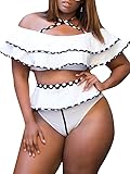 Womens Ruffle Off The Shoulder High Waisted Plus Size Bikinis Push up Halter Swimsuit Bathing Suit