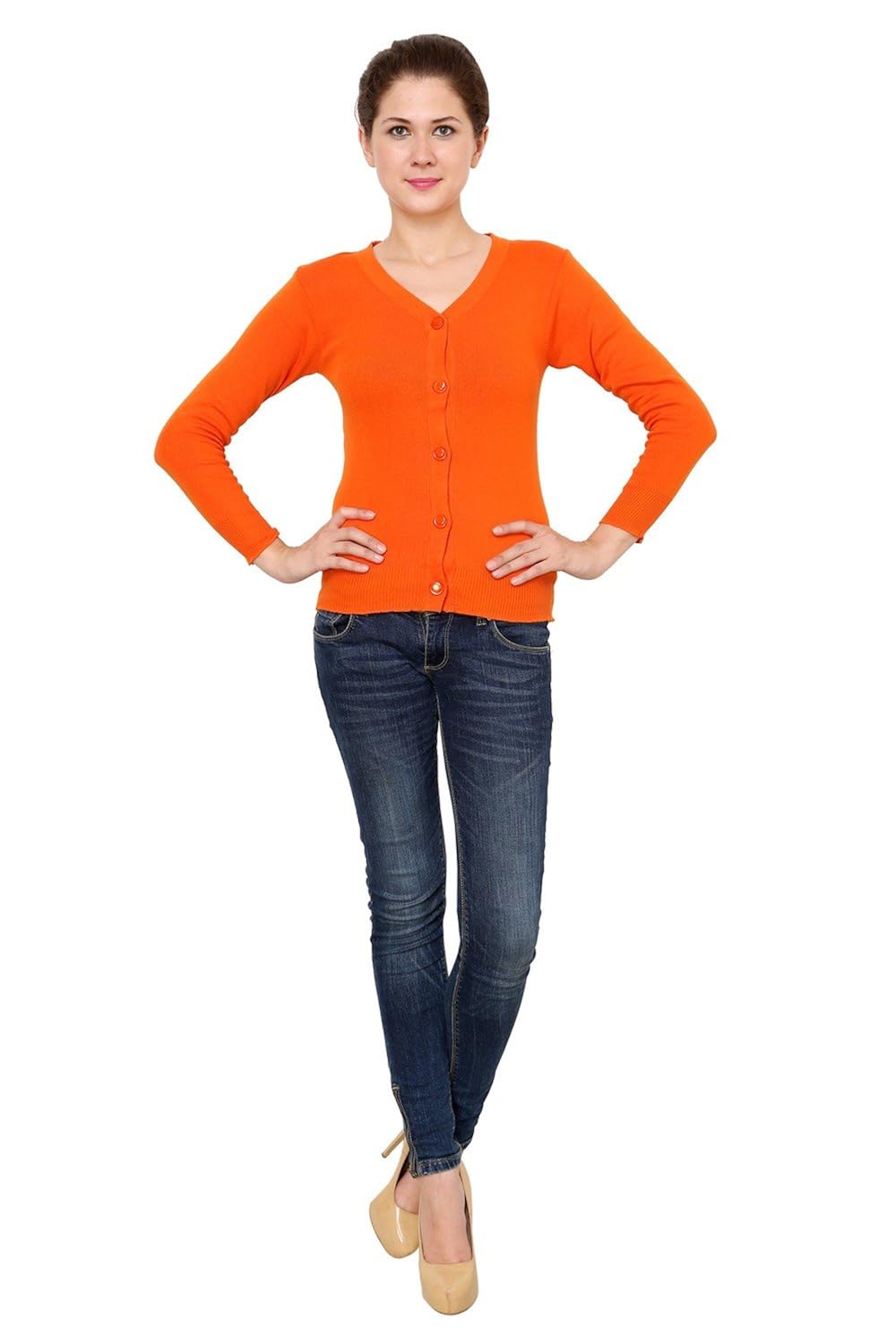 renka orange color winter cardian for women