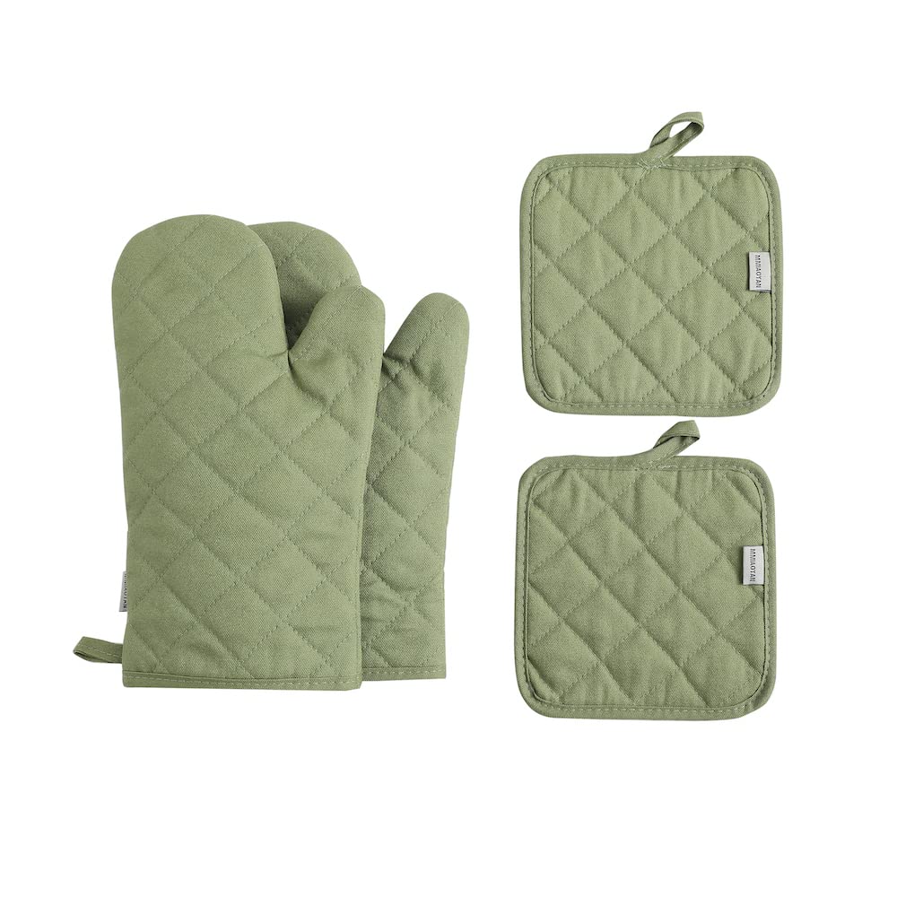 Photo 1 of Oven Mitts and Pot Holders 4 pcs Set,High Heat Resistant 500 Degree Extra Thicken Long Kitchen Cotton Oven Glove for Cooking (12 Inch,Green)