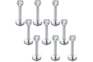 Xpircn 16G 18G Labret Monroe Lip Rings Nose Helix Tragus Earring Studs Piercing Jewelry 9PCS