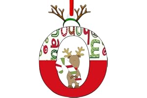 MUISED Christmas Decorations Personalized 26 Letter Tree Ornments Reindeer Candy Cane Monogram Initial Letter O Tree Ornments Alphabet Christmas Ornaments Hanging Name Word Elk Deer Christmas Tree Ornaments