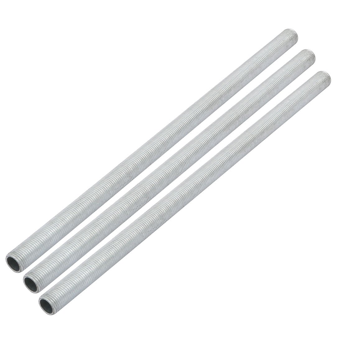 Sourcingmap Lamp Pipe Nipple, M10 Thread 220mm Length Hollow Lamps Repair Part Hardware for Lamp Lights, Zinc Plated Silver Tone, Pack of 3