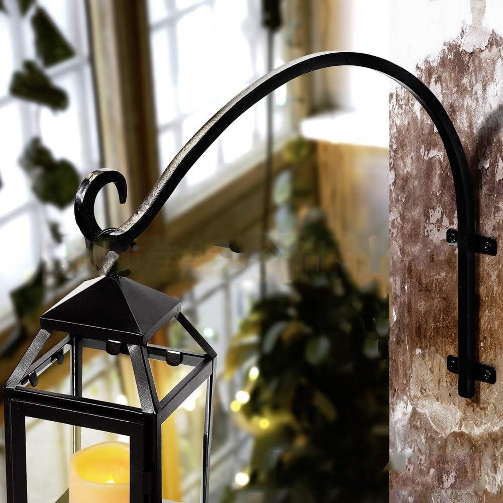 AHUNTTER 2 Pack 12 Inch Heavy Duty Hanging Basket Brackets Curved Up Iron Planter Hooks Decorative Metal Outdoor Garden Plant Pots Wall Hangers for Lanterns Fence Flowers by Post - Image 4