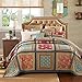 DaDa Bedding Collection Reversible Bohemian Real Patchwork Gallery of Roses Cotton Quilt Bedspread Set, Multi-Colored, Cal King, 3-Pieces